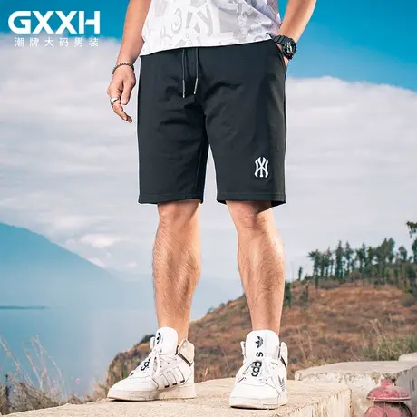 GxxH加肥加大码短裤男2022夏季胖子运动裤五分短裤潮牌绣花休闲裤商品大图