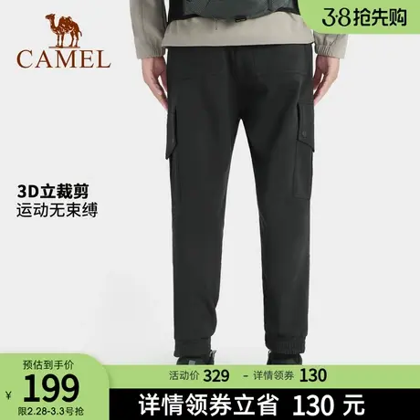 骆驼男装运动裤男2023秋冬加绒加厚保暖工装风休闲宽松束脚裤子男商品大图
