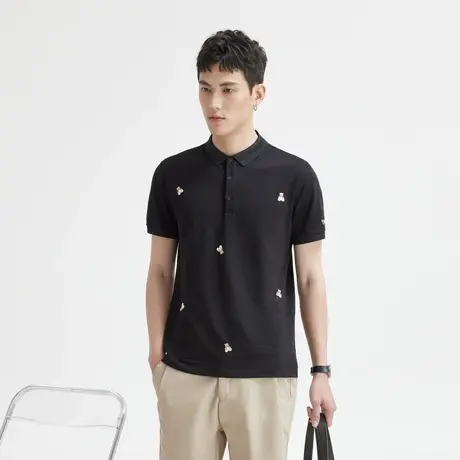 满身小熊刺绣高端POLO衫男士短袖t恤2023新款翻领夏季半袖上衣T恤商品大图