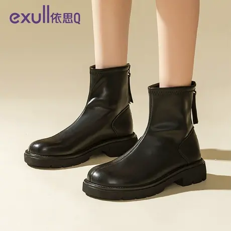依思Q马丁靴2023冬季加绒新款棉鞋烟筒靴百搭瘦瘦靴子保暖短靴女商品大图