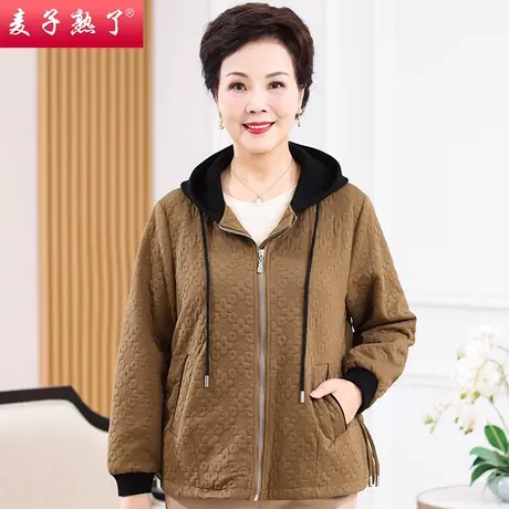 2023春秋季新款中老年人春秋装连帽长袖外套妈妈休闲外套女装上衣商品大图