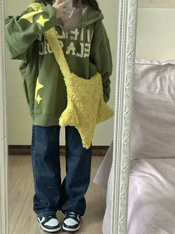 古着vintage卫衣女oversize小众高街潮牌ins春秋薄款开衫连帽外套图片