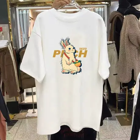 重磅仿棉polo衫短袖t恤女春季显瘦宽松vintage复古美式半袖上衣夏图片