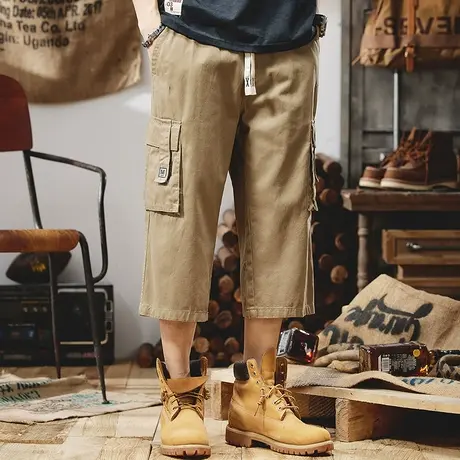 Modi Nick/摩帝尼克时尚百搭男士七分裤纯色工装裤子男款男裤薄款图片