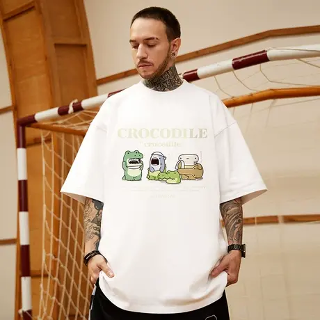 高街短袖t恤大码男装纯棉宽松情侣夏季oversize美式上衣服ins潮牌商品大图