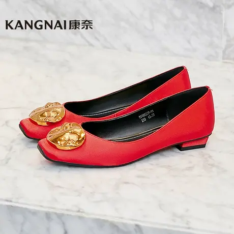 康奈官方女鞋春秋款网红ins潮流韩版单鞋舒适低跟优雅职业工作鞋商品大图