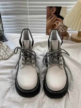 马丁靴女2022年新款ins酷英伦风显脚小短靴春秋厚底女款秋季单靴商品大图