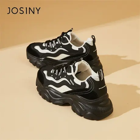 Josiny/卓诗尼老爹鞋女2024新款春季爆款黑色百搭厚底运动休闲鞋商品大图