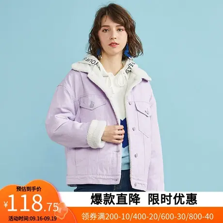 艾格冬女新款时尚百搭个性潮流加厚连帽短款棉服Y654商品大图