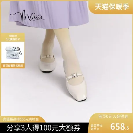 millie's妙丽2023秋新款法式温柔浅口漆皮牛皮革女单鞋LAA05CQ3商品大图