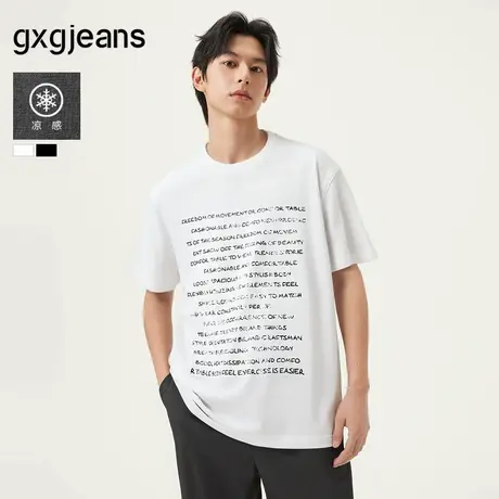 【凉感】gxg.jeans男装  潮流字母复古简约宽松短袖t恤 25夏新品图片