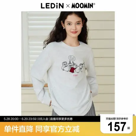 【姆明联名】乐町冬季新款通勤宽松绒感磨毛柔软长袖T恤上衣商品大图