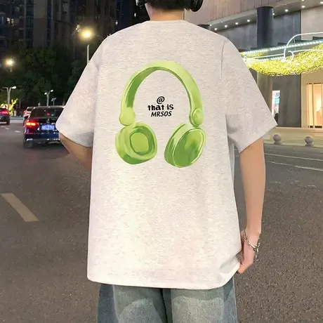 短袖T恤男夏季新款大码潮牌宽松休闲半袖港风运动男生圆领体恤衫商品大图