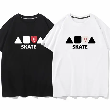 秀洛skate运动轮滑训练滑冰男女同款情侣装纯棉短袖T恤打底衫衣服商品大图