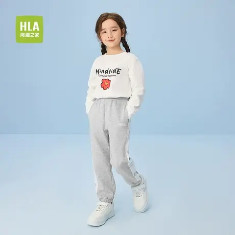 HLA/海澜之家亦心即为系列卫裤25春夏新松紧腰拼色时尚裤男女童商品大图