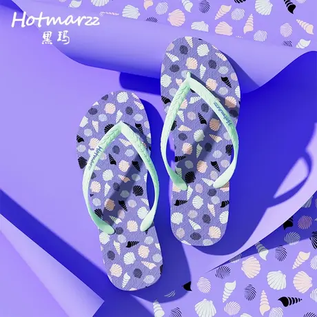 hotmarzz/黑玛人字拖女夏外穿平底新款室内外海边防滑沙滩鞋时尚商品大图