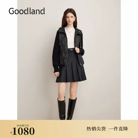 【云朵0压感】Goodland美地冬季针织保暖连帽短款羽绒服商品大图