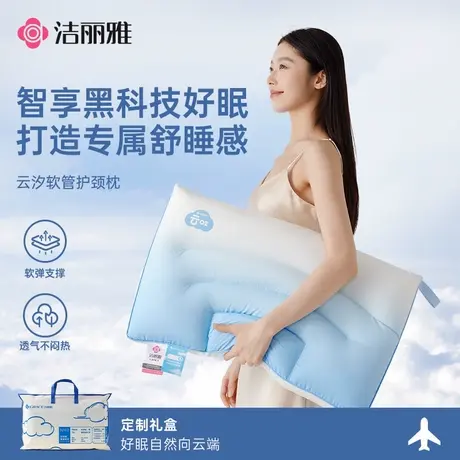 洁丽雅PE软管护颈枕可调节高度2025新款枕头芯助睡眠透气成人家用图片