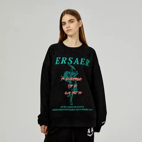 ER重磅卫衣男美式潮牌秋季圆领宽松上衣情侣打底衫商品大图