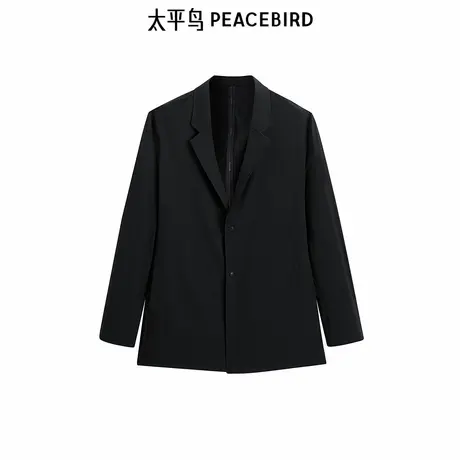 【商场同款】太平鸟男装黑色修身西服春季新款休闲外套B1BAF1403图片