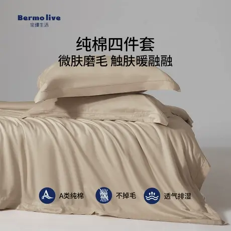 宝缦磨毛四件套春秋款防螨床单四件套纯棉全棉床上用品床单被罩商品大图