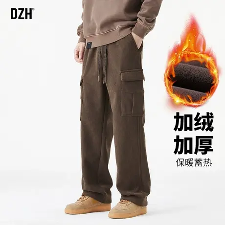 男士秋冬灯芯绒男裤加绒加厚裤子男直筒宽松2025新款工装休闲长裤商品大图