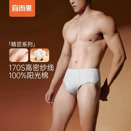 【高支系列】宜而爽男170S全棉三角裤100%纯棉内裤中腰男士短裤商品大图