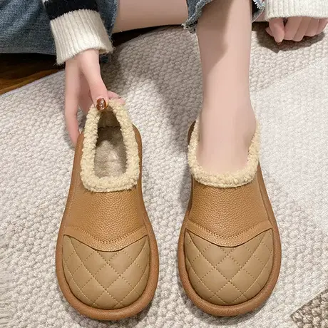 日系软妹毛毛鞋女外穿棉鞋2023年秋冬软底加绒乐福鞋豆豆鞋勃肯鞋商品大图