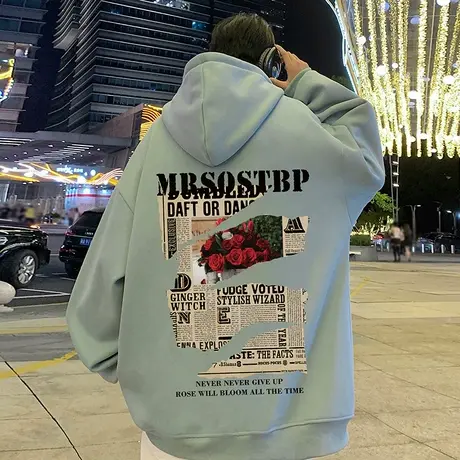 加绒开衫卫衣男秋冬款2023新款美式oversize潮牌情侣连帽拉链外套商品大图