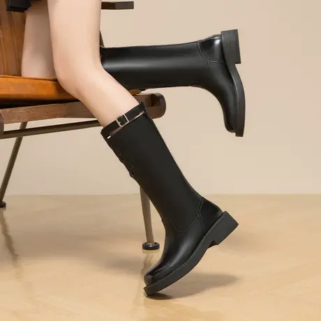 【百亿补贴官方直播】红蜻蜓时装靴新款皮带扣设计时尚高筒靴图片