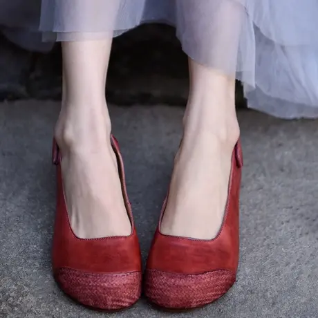 Artmu阿木原创日韩系厚底坡跟包头凉鞋女复古麻绳内增高女鞋新款图片