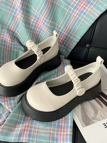 潮牌秋季法式英伦风小皮鞋女士甜美风洛丽塔厚底增高玛丽珍jk单鞋商品大图