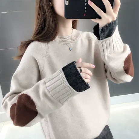 假两件女士毛衣宽松慵懒春装外穿2023新款潮茧型套头针织衫上衣商品大图