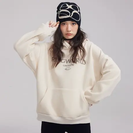尔给宽松连帽oversize慵懒风高级感超好看加绒加厚卫衣女秋冬新款图片