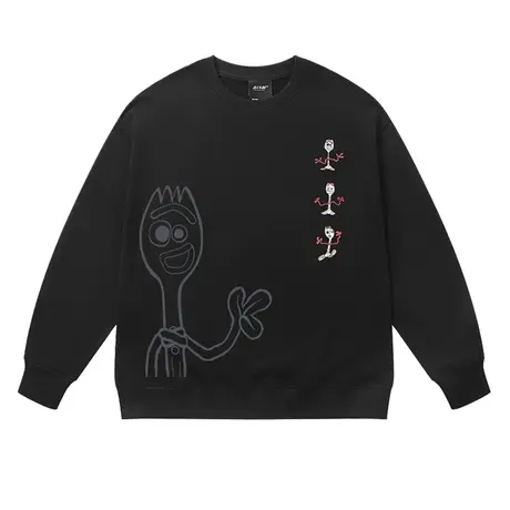 美式卡通玩具总动员Fork联名卫衣男重磅潮牌大码宽松秋冬加绒外套商品大图