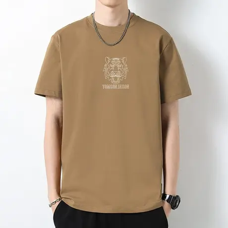 重磅纯棉短袖t恤男夏季上衣服液氨长绒棉全棉半袖潮牌虎头体恤衫商品大图