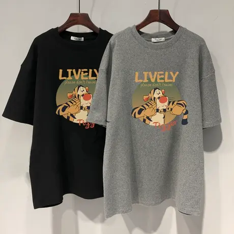 短袖女T恤女夏季百搭2022年新款宽松潮牌印花中长款网红半袖上衣图片