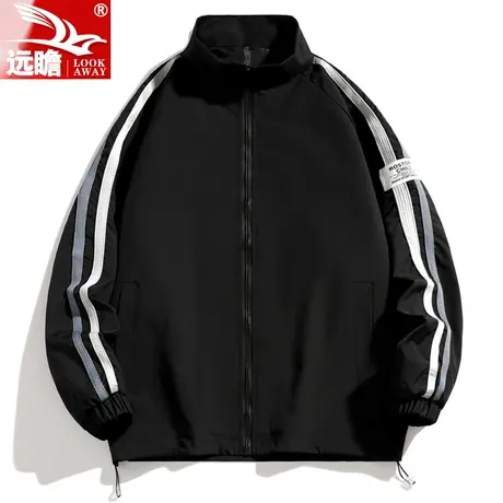 春秋季夹克2023新款立领男士潮牌百搭运动服帅气黑色休闲外套男款图片