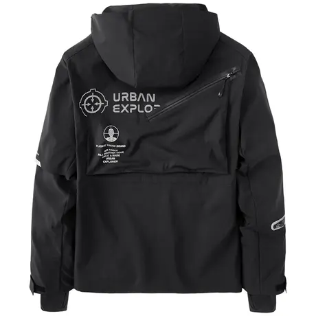 VIP连帽夹克男潮牌工装机能外套春秋防风衣中长款户外运动冲锋衣商品大图