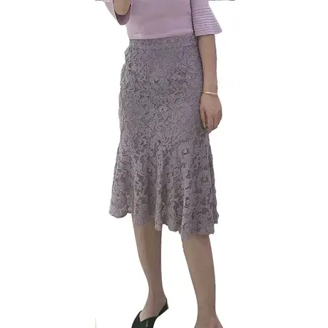 季候风新款纯色优雅淑女蕾丝不对称鱼尾裙性感半身裙女8893QG813图片