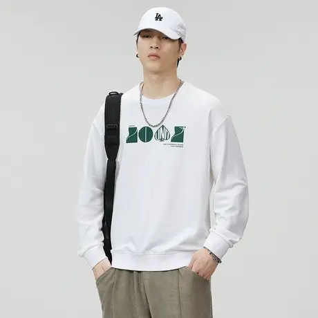 百搭印花长袖卫衣圆领大码男士休闲卫衣宽松男士春秋款休闲卫衣图片