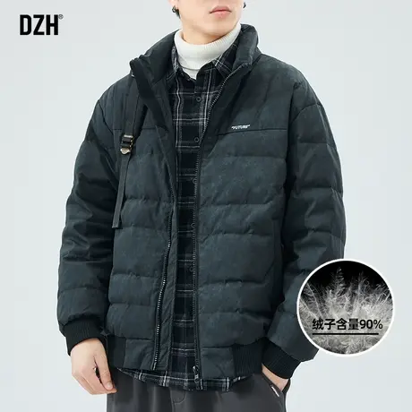 男士麂皮绒羽绒服男潮牌冬季加厚立领外套2024新款休闲上衣羽绒衣图片