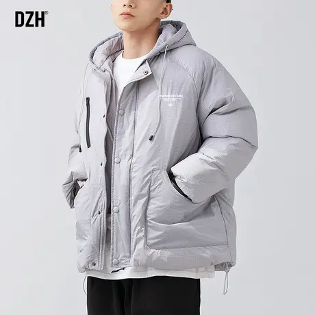 男士灰色连帽棉服男冬季外套男款美式保暖加厚棉衣2024年新款棉袄商品大图