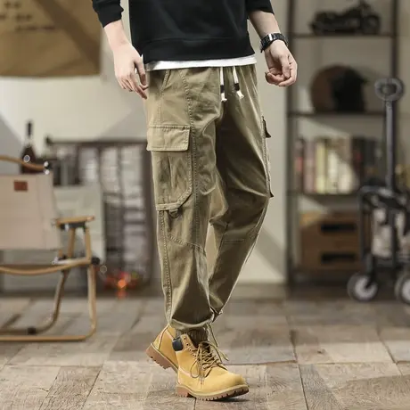 休闲潮流男士工装裤户外多口袋秋季裤子男款耐磨束脚休闲工装裤男商品大图