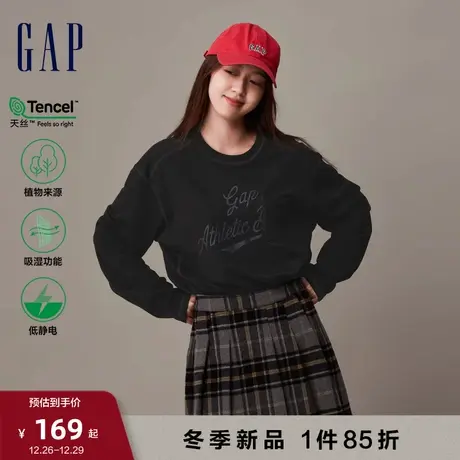 Gap男女装春秋LOGO宽松学院风长袖T恤情侣装美式运动上衣841257图片