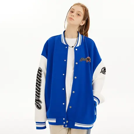 Nuthink美式chic潮流加绒棒球服男潮牌ins国潮秋冬季保暖情侣夹克商品大图