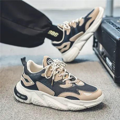 莆田男鞋2024新款春秋季国潮百搭老爹鞋男款休闲厚底大码运动潮鞋商品大图