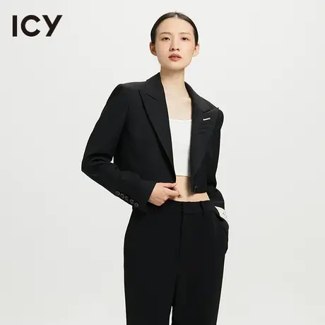 icy2023春季新款简约都市感干练短款垫肩西装外套【梦会停设计】图片