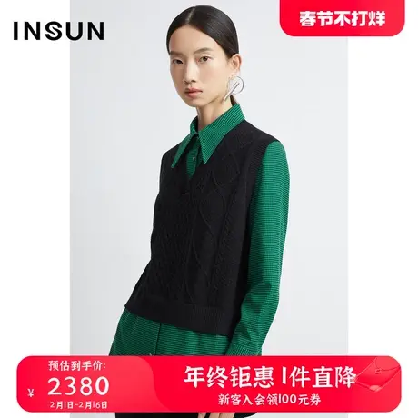 INSUN恩裳冬季立体勾花设计百搭毛针织衫商品大图