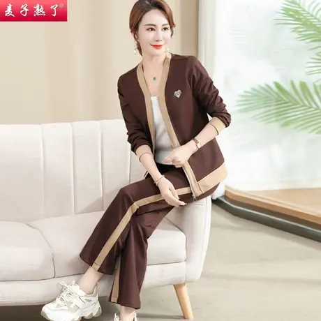 妈妈春装运动服套装时尚洋气2023新款中老年女春秋季外套休闲两件图片